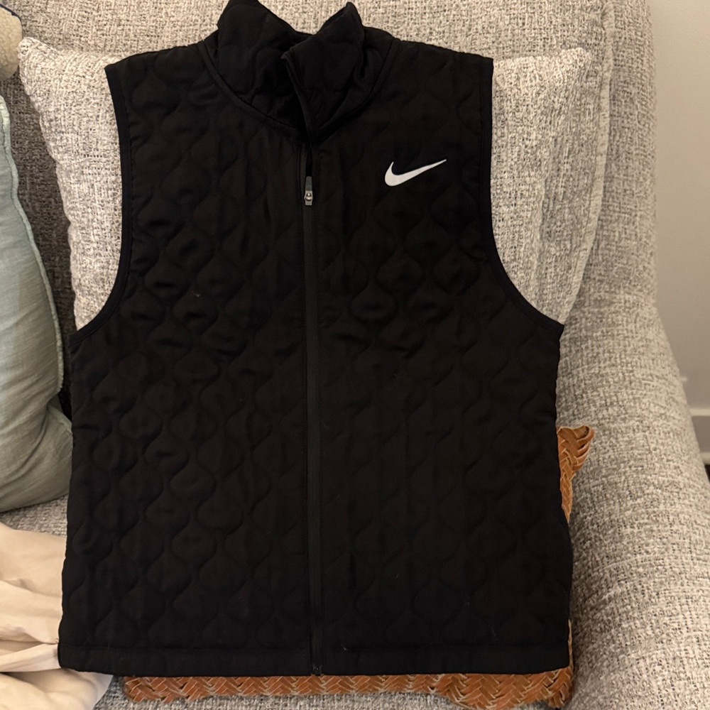 Nike Black Quilted Vest with White Swoosh